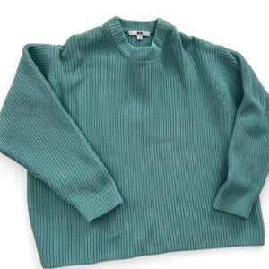 Uniqlo Sz XL Aqua Teal Bluegreen Knit Women's Pullover Crew Neck Sweater Chunky